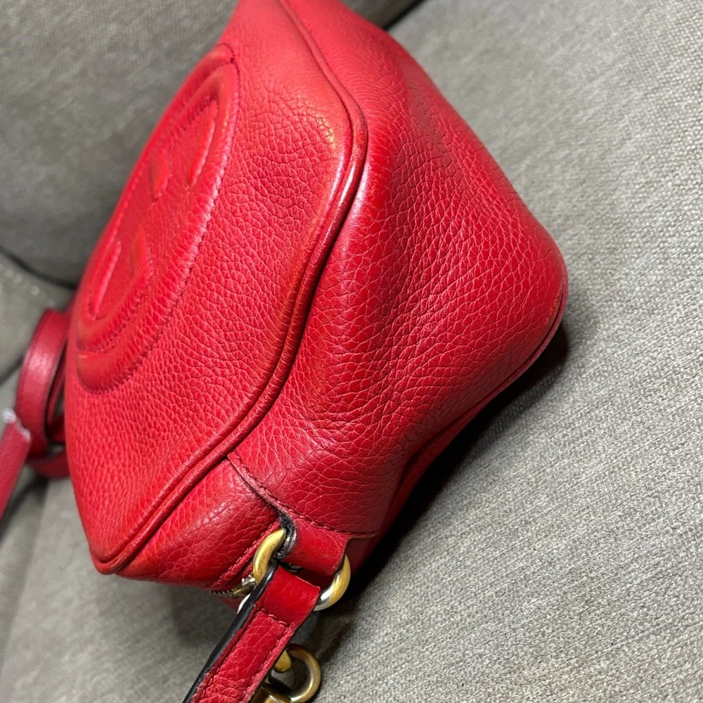Authentic Gucci Soho Red Disco Leather Crossbody with Tassel